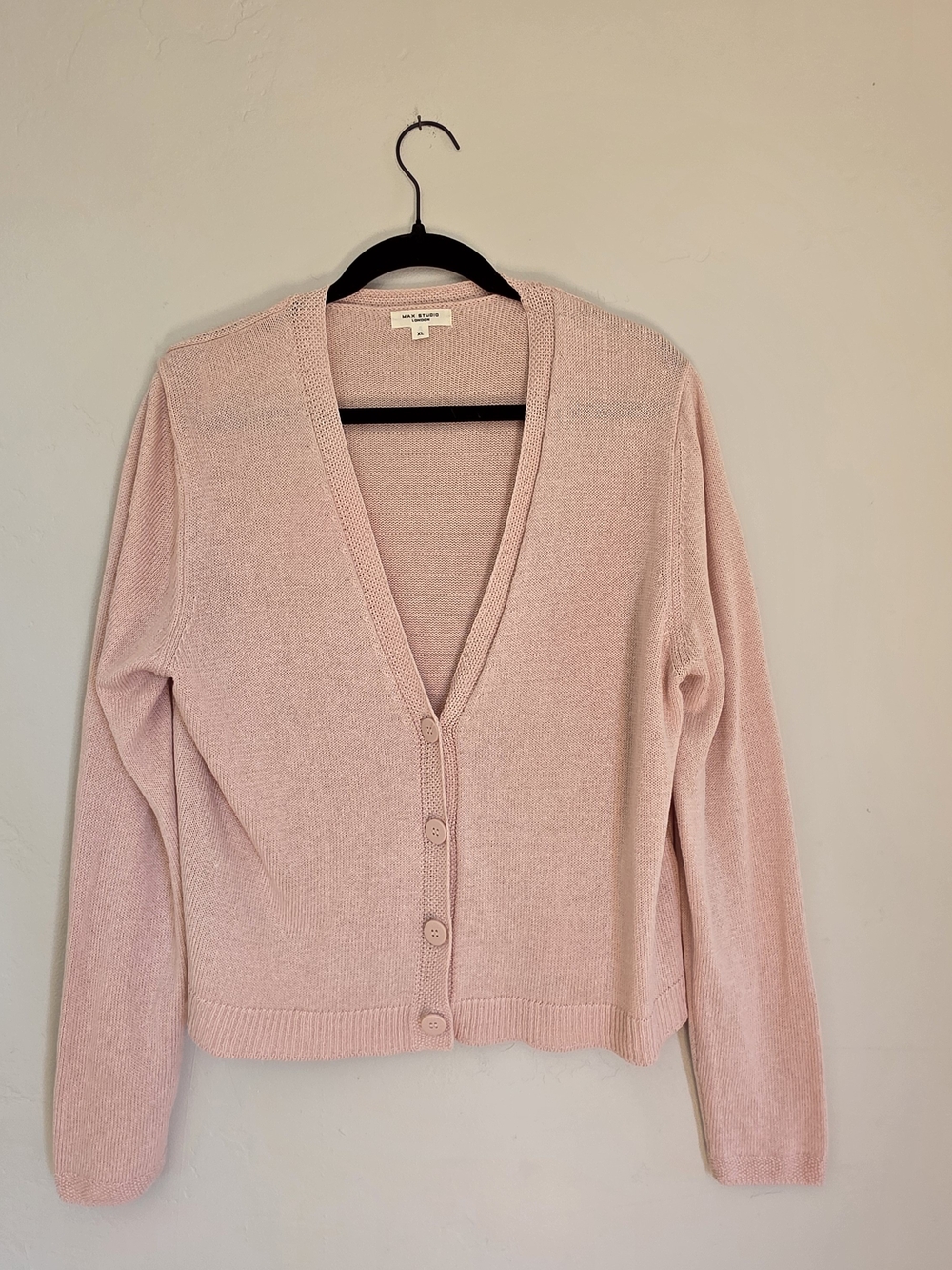 Max Studio Linen-Blend Cardigan | Blush Pink  | XL